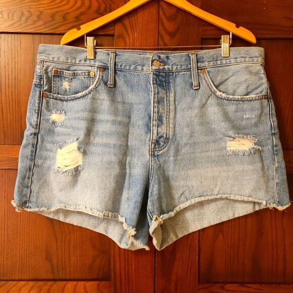 Madewell Relaxed Denim Shorts Homecrest Wash Ripped Edition Size 33 34 - Picture 2 of 8
